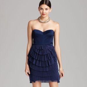 BCBG Sas Strapless Pleated Skirt Dress
